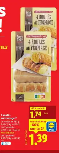 Lidl Toque du Chef 4 roulés au fromage offre