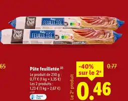 Lidl TOQUE DU CHEF Pâte feuilletée offre
