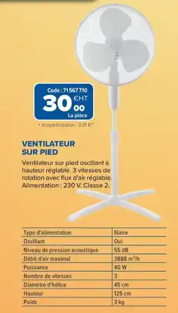 Prolians Ventilateur sur pied offre