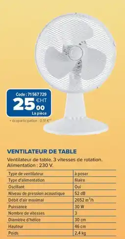 Prolians Ventilateur de table offre
