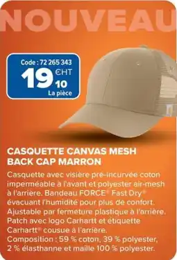 Prolians Casquette canvas mesh back cap marron offre