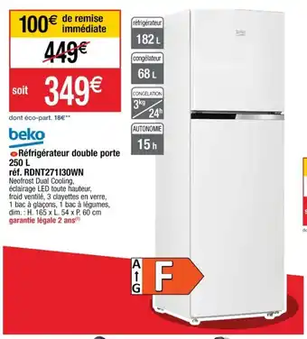 Cora x Carrefour Réfrigérateur double porte offre