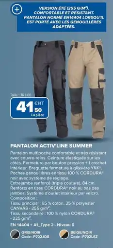 Prolians Pantalon activ'line summer offre