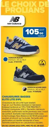 Prolians Chaussures basses elite lite s1pl offre