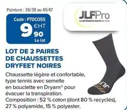 Prolians Lot de 2 paires de chaussettes dryfeet noires offre