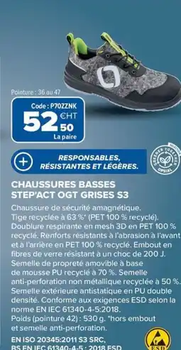 Prolians Chaussures basses step'act ogt grises s3 offre