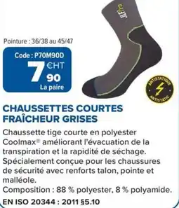 Prolians Chaussettes courtes fraîcheur grises offre