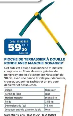 Prolians Pioche de terrassier à douille ronde avec manche novagrip offre