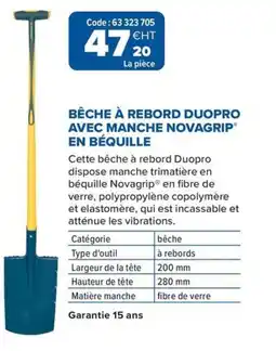 Prolians Bêche à rebord duopro avec manche novagrip en béquille offre
