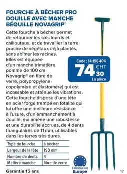 Prolians Fourche à bêcher pro douille avec manche béquille novagrip offre