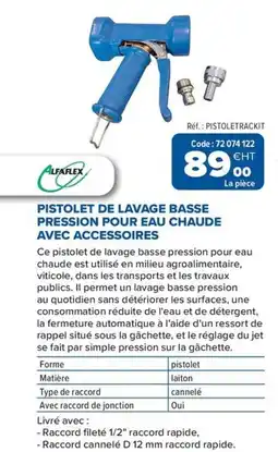 Prolians ALFAFLEX Pistolet de lavage basse pression pour eau chaude avec accessoires offre