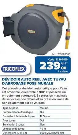 Prolians TRICOFLEX Dévidoir auto reel avec tuyau d'arrosage pose murale offre