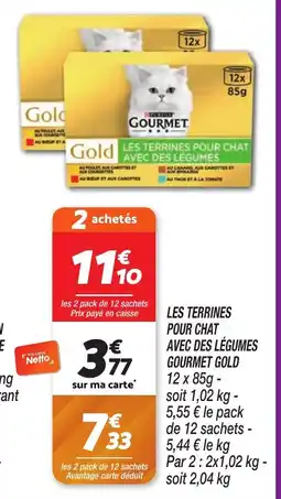 Netto Les terrines pour chat avec des légumes gourmet gold offre