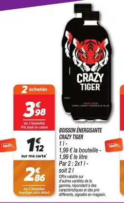 Netto Boisson énergisante crazy tiger offre
