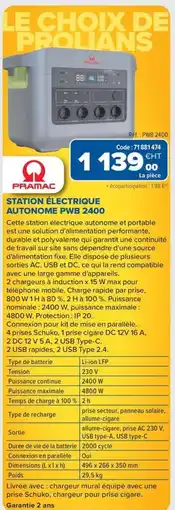 Prolians Station électrique autonome pwb 2400 offre