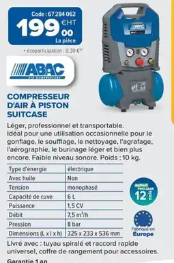 Prolians ABAC Compresseur d'air à piston suitcase offre