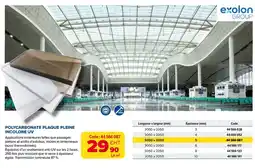 Prolians Polycarbonate plaque pleine incolore uv offre