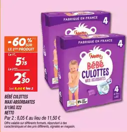 Netto Bébé culottes maxi absorbantes netto offre