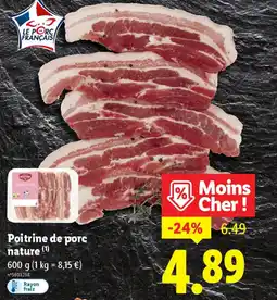 Lidl Poitrine de porc nature offre