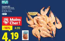 Lidl Crevettes ASC entières cuites offre