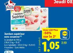 Lidl SAINT ALBY Jambon supérieur sans couenne offre