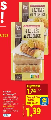 Lidl 4 roulés au fromage offre