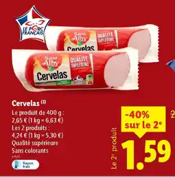 Lidl SAINT ALBY Cervelas offre
