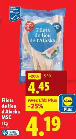 Lidl Filets de lieu d'Alaska MSC offre