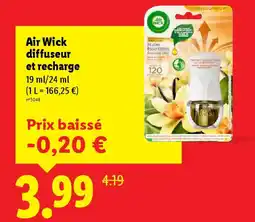 Lidl AIR WICK diffuseur et recharge offre