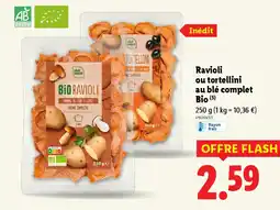 Lidl Ravioli ou tortellini au blé complet Bio offre