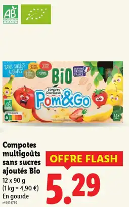 Lidl Compotes multigoûts sans sucres ajoutés Bio offre