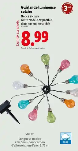 Lidl Guirlande lumineuse solaire offre
