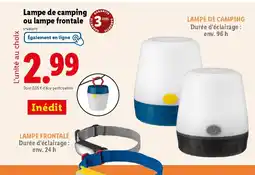 Lidl Lampe de camping GARANTE ou lampe frontale offre