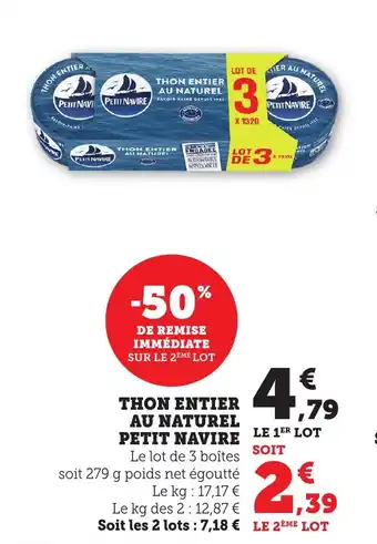 Bi1 Thon entier au naturel petit navire offre