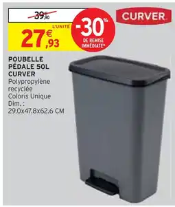 Intermarché CURVER Poubelle pédale 50L offre