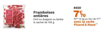 Picard Framboises entières offre
