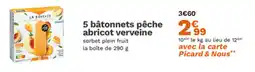 Picard 5 bâtonnets pêche abricot verveine offre