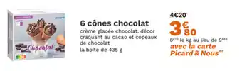 Picard 6 cônes chocolat offre