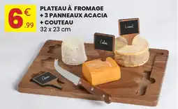 Stokomani Plateau à fromage + 3 panneaux acacia + couteau offre