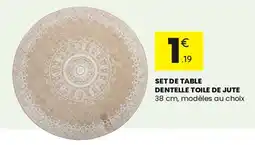 Stokomani Set de table dentelle toile de jute offre