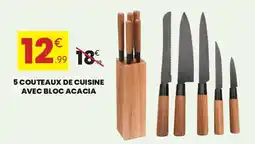 Stokomani 5 couteaux de cuisine avec bloc acacia offre
