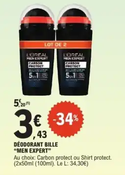 E.Leclerc Express Déodorant bille men expert offre