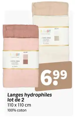 Wibra Langes hydrophiles lot de 2 offre