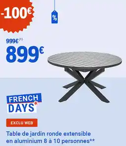 E.Leclerc Jardi Table de jardin ronde extensible en aluminium 8 Ă 10 personnes offre