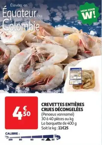 Auchan Supermarché Crevettes entières crues décongelées offre