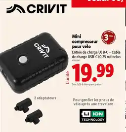 Lidl CRIVIT Mini compresseur pour vélo offre