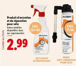 Lidl CRIVIT Produit d'entretien et de réparation pour vélo offre
