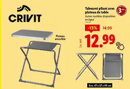 Lidl CRIVIT Tabouret pliant avec plateau de table offre