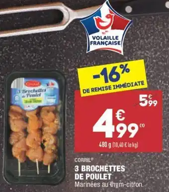 ALDI 3 brochettes de poulet offre
