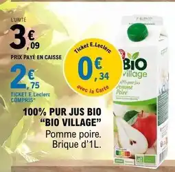 E.Leclerc 100% PUR JUS BIO “BIO VILLAGE” offre